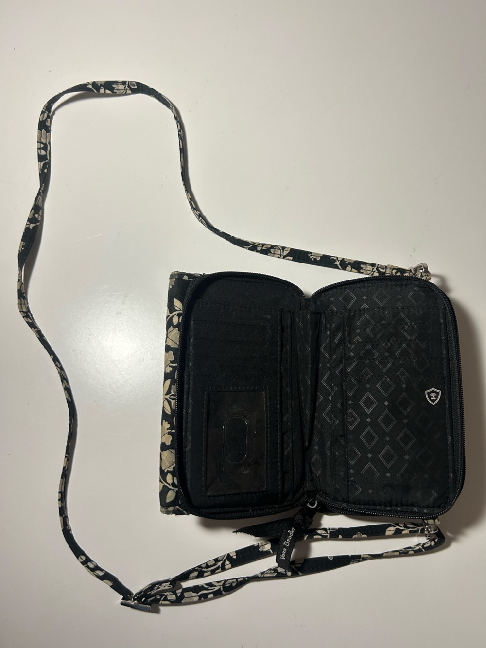 Vera Bradley Black and Cream Floral Crossbody Bag - Picture 4 of 5